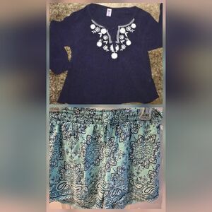 Justice boho top and shorts set | Girls Sz 8/10
